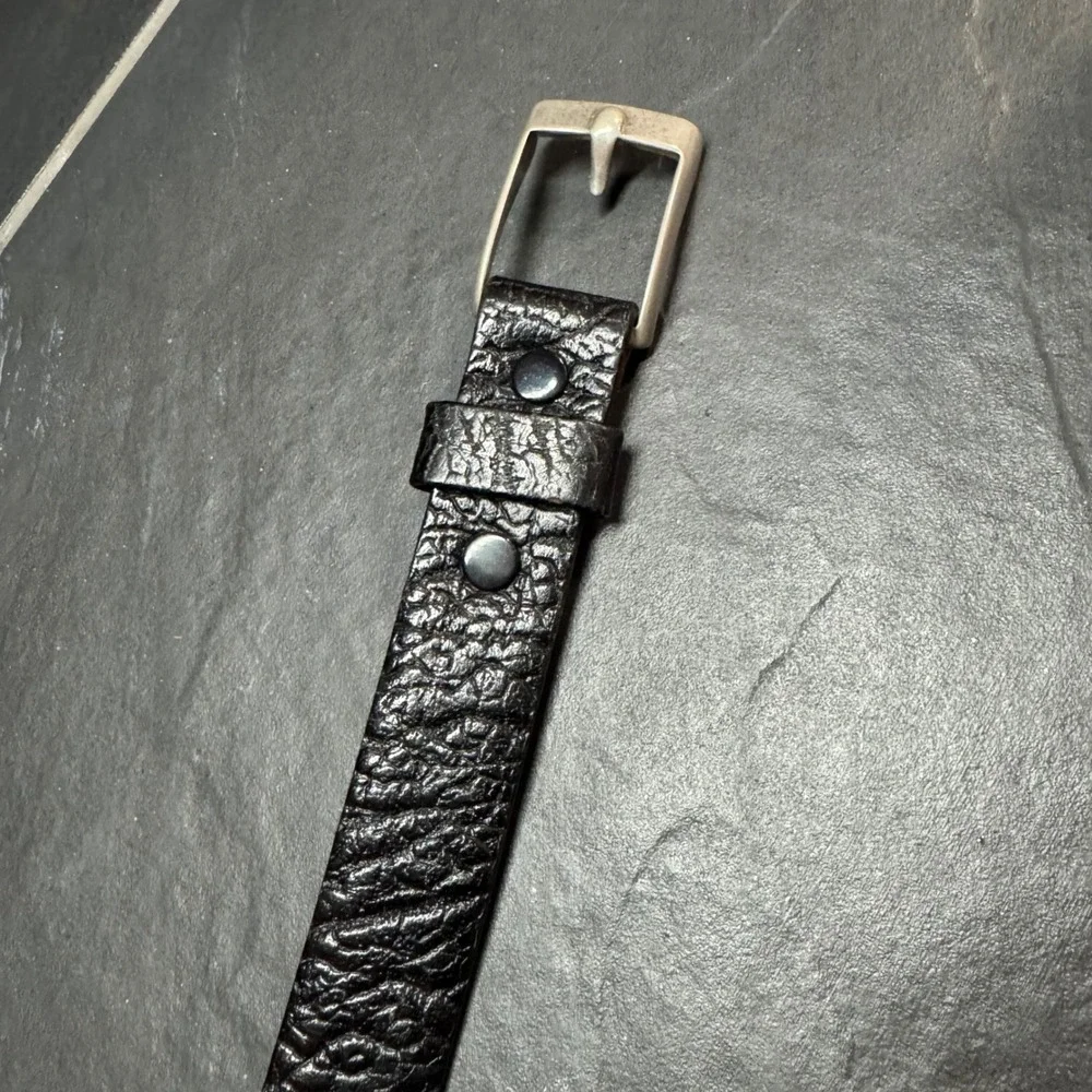 RARE Mattei Bros Streve of California Black Buffalo Leather Belt Size 36 Vtg MCM
